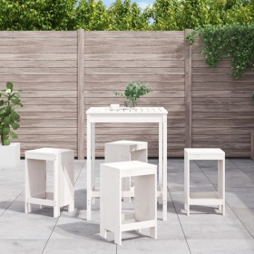 Garden table set and high stools 5 pieces white pine wood by , Garden sets - Ref: Foro24-3157740, Price: 316,83 €, Discount: %