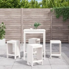Set aus Tisch und hohen Gartenhockern 5 Stück Zirbenholz weiß von , Gartensets - Ref: Foro24-3157740, Preis: 312,77 €, Rabatt: %