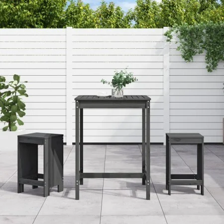 Set mit 3 hohen Gartentischen und Hockern Kiefernholz grau von , Gartensets - Ref: Foro24-3157735, Preis: 208,99 €, Rabatt: %