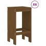 Garden table and 7-piece high stools set made of brown honey pine wood. by , Garden sets - Ref: Foro24-3157754, Price: 482,54...