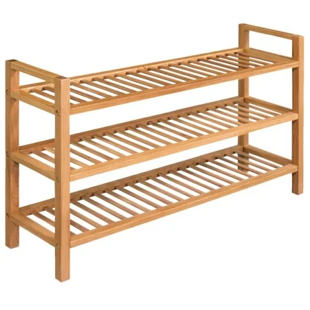 Shoe rack with 3 shelves solid oak wood 100x27x60 cm by vidaXL, Shoe racks and shoe organizers - Ref: Foro24-244209, Price: 1...