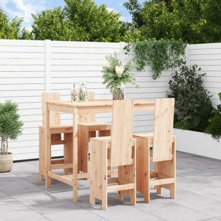 Garden table set and high stools 5 pieces solid pine wood by , Garden sets - Ref: Foro24-3157775, Price: 336,73 €, Discount: %