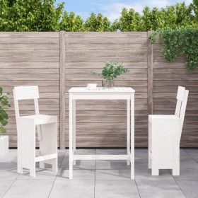 Garden table set and high stools 3 pieces white pine wood by , Garden sets - Ref: Foro24-3157794, Price: 229,98 €, Discount: %