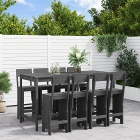Hoher Gartentisch und Hocker 9 Stk. massives Kiefernholz grau von , Gartensets - Ref: Foro24-3157819, Preis: 707,29 €, Rabatt: %