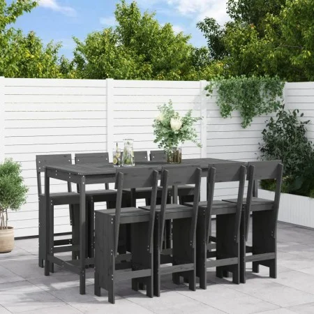 Mesa y taburetes altos jardín 9 pzas madera maciza de pino gris de , Conjuntos de jardín - Ref: Foro24-3157819, Precio: 697,9...