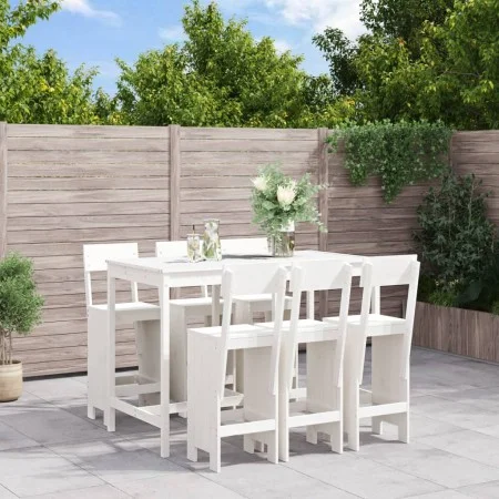 Garden table set and high stools 7 pieces white pine wood by , Garden sets - Ref: Foro24-3157812, Price: 542,41 €, Discount: %