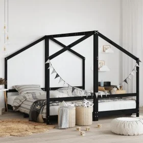 Children's bed frame made of black pine wood 2x(90x190) cm by , Cribs and beds for children - Ref: Foro24-3200600, Price: 265...