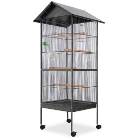 Vogelkäfig mit schwarzem Stahldach 66x66x155 cm von vidaXL, Füße und Vogelkäfige - Ref: Foro24-170409, Preis: 140,32 €, Rabat...