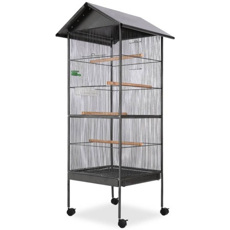 Vogelkäfig mit schwarzem Stahldach 66x66x155 cm von vidaXL, Füße und Vogelkäfige - Ref: Foro24-170409, Preis: 140,32 €, Rabat...