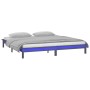 Double bed frame with LED solid gray wood 120x190 cm by , Beds and slatted bases - Ref: Foro24-820643, Price: 137,38 €, Disco...