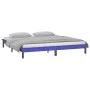 Double bed frame with LED solid gray wood 120x190 cm by , Beds and slatted bases - Ref: Foro24-820643, Price: 135,60 €, Disco...
