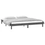 Double bed frame with LED solid gray wood 120x190 cm by , Beds and slatted bases - Ref: Foro24-820643, Price: 135,60 €, Disco...