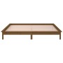 Bed frame with LED solid wood honey brown 200x200 cm by , Beds and slatted bases - Ref: Foro24-820629, Price: 121,93 €, Disco...