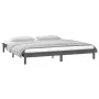 Bed frame with LED solid gray wood 135x190 cm by , Beds and slatted bases - Ref: Foro24-820648, Price: 147,33 €, Discount: %