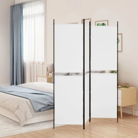Divider screen with 3 white fabric panels 150x180 cm by , Room dividers - Ref: Foro24-350210, Price: 34,19 €, Discount: %