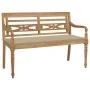 Batavia solid teak wood bench with beige cushion 120 cm by , garden benches - Ref: Foro24-3062157, Price: 219,49 €, Discount: %