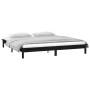 Double bed frame with LED black solid wood 120x190 cm by , Beds and slatted bases - Ref: Foro24-820645, Price: 137,38 €, Disc...