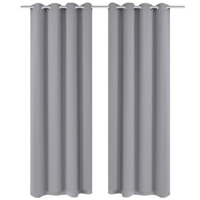 Verdunkelungsvorhänge 2 Stück mit Metallösen 135x175 cm grau von , Vorhänge und Gardinen - Ref: Foro24-132202, Preis: 32,15 €...