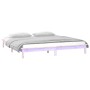 Bed frame with LED solid gray wood 135x190 cm by , Beds and slatted bases - Ref: Foro24-820646, Price: 126,42 €, Discount: %
