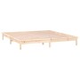 Bed frame with LED solid gray wood 135x190 cm by , Beds and slatted bases - Ref: Foro24-820646, Price: 126,42 €, Discount: %
