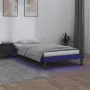 Bed frame with LED solid gray wood 90x190 cm by , Beds and slatted bases - Ref: Foro24-820638, Price: 137,70 €, Discount: %