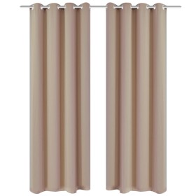 Cortinas opacas 2 piezas con ojales de metal 135x175 cm crema