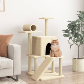 Rascador para gatos con postes de sisal color crema 110,5 cm