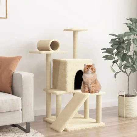 Rascador para gatos con postes de sisal color crema 110,5 cm by , Cat furniture - Ref: Foro24-172061, Price: 39,58 €, Discoun...