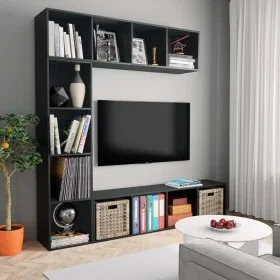 Mueble de TV y librería 3 piezas negro 180x30x180 cm de vidaXL, Librerías y estanterías - Ref: Foro24-278789, Precio: 185,93 ...