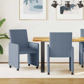 Sillas de comedor 2 pcs Azul 57 x 66 x 94 cm Telas de pana