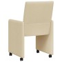 Sillas de comedor con ruedas 2 pcs Crema 58 x 65 x 94 cm tela