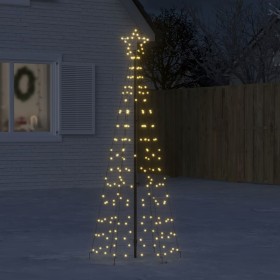 Árbol de Navidad cono con estacas 220 LEDs blanco cálido 180 cm