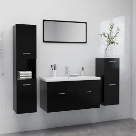 Badmöbel-Set aus schwarzem Holzwerkstoff von vidaXL, Badezimmermöbel - Ref: Foro24-3070929, Preis: 188,25 €, Rabatt: %