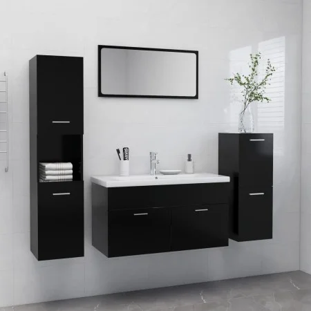 Badmöbel-Set aus schwarzem Holzwerkstoff von vidaXL, Badezimmermöbel - Ref: Foro24-3070929, Preis: 188,25 €, Rabatt: %