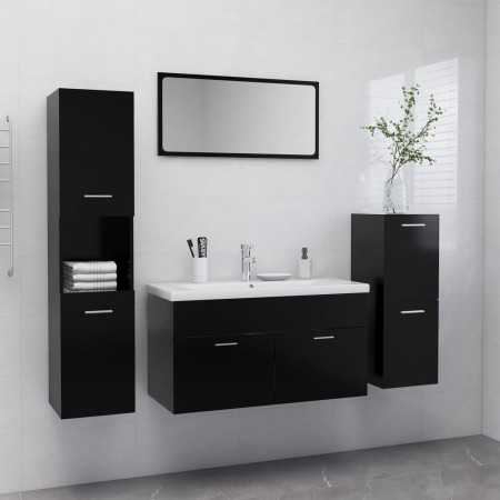 Badmöbel-Set aus schwarzem Holzwerkstoff von vidaXL, Badezimmermöbel - Ref: Foro24-3070929, Preis: 195,98 €, Rabatt: %