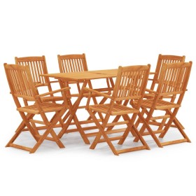 Set de comedor de jardín plegable 7 pzas madera eu