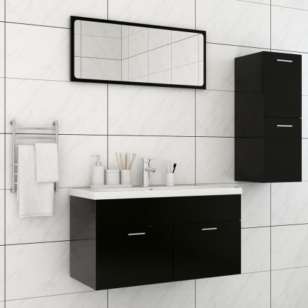 Juego de muebles de baño madera de ingeniería negro de vidaXL, Muebles de baño - Ref: Foro24-3071019, Precio: 130,87 €, Descu...