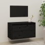 Solid black pine wood wall cabinet 60x30x35 cm by vidaXL, Shelves and shelves - Ref: Foro24-813453, Price: 54,63 €, Discount: %