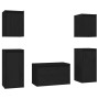 Muebles para TV 5 piezas madera maciza de pino negro de vidaXL, Muebles TV - Ref: Foro24-3100273, Precio: 193,67 €, Descuento: %