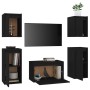 Muebles para TV 5 piezas madera maciza de pino negro de vidaXL, Muebles TV - Ref: Foro24-3100273, Precio: 193,67 €, Descuento: %