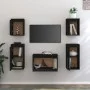 TV-Möbel 5-teilig aus massivem schwarzem Kiefernholz von vidaXL, TV-Möbel - Ref: Foro24-3100273, Preis: 191,24 €, Rabatt: %