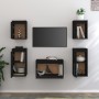 TV-Möbel 5-teilig aus massivem schwarzem Kiefernholz von vidaXL, TV-Möbel - Ref: Foro24-3100273, Preis: 193,76 €, Rabatt: %