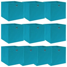Cajas de almacenaje 10 uds tela azul celeste 32x32x32 cm