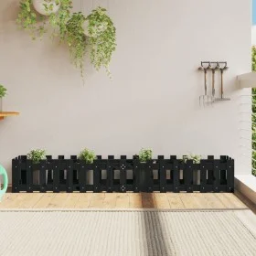 Raised garden bed with black pine wood fence 200x30x30cm by vidaXL, Pots and planters - Ref: Foro24-832504, Price: 47,84 €, D...