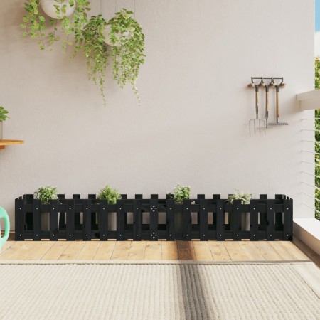 Raised garden bed with black pine wood fence 200x30x30cm by vidaXL, Pots and planters - Ref: Foro24-832504, Price: 47,84 €, D...