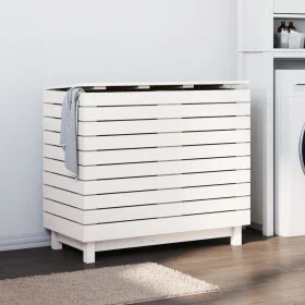 Wäschekorb aus massivem weißem Kiefernholz, 88,5 x 44 x 76 cm von vidaXL, Wäschekörbe - Ref: Foro24-832324, Preis: 125,49 €, ...