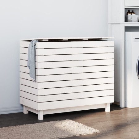 Wäschekorb aus massivem weißem Kiefernholz, 88,5 x 44 x 76 cm von vidaXL, Wäschekörbe - Ref: Foro24-832324, Preis: 126,66 €, ...