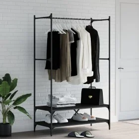Coat rack with black engineered wood shelves by vidaXL, Dresser Organizers and Bar Hangers - Ref: Foro24-834200, Price: 65,64...