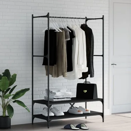 Coat rack with black engineered wood shelves by vidaXL, Dresser Organizers and Bar Hangers - Ref: Foro24-834200, Price: 65,49...