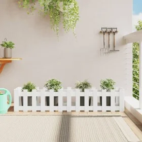 Raised garden bed with white pine wood fence 150x30x30cm by vidaXL, Pots and planters - Ref: Foro24-832488, Price: 46,80 €, D...